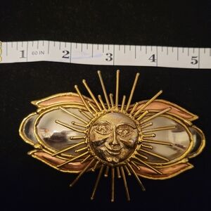 Radiant Sunburst Gold and Silver Brooch